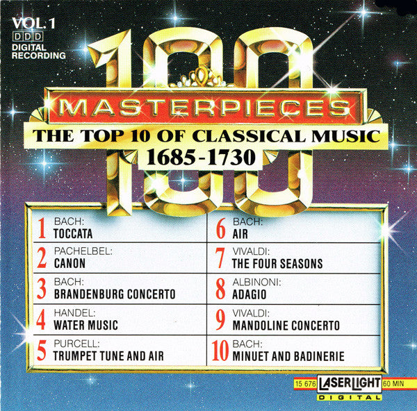 100 Masterpieces Vol.1 - The Top 10 Of Classical Music 1685-1730 by Various - CD Album Cover