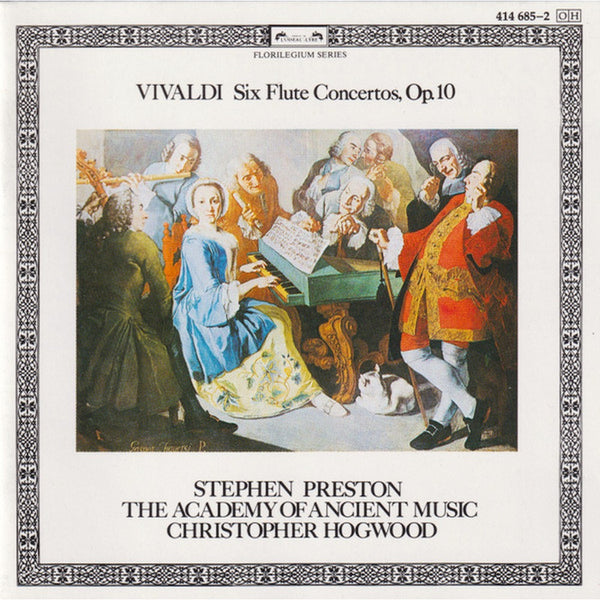 Six Flute Concertos, Op. 10 by Antonio Vivaldi, Stephen Preston, The Academy Of Ancient Music, Christopher Hogwood - CD Album Cover