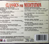 The Best Of Classics For Meditation by Various Artists - CD Back Cover