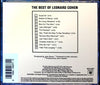 Leonard Cohen - The Best Of CD back cover with track list