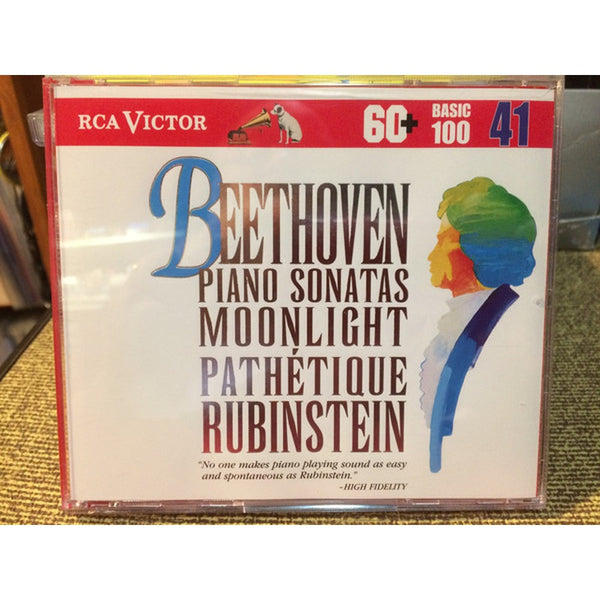 Piano Sonatas: Moonlight, Pathetique by Ludwig van Beethoven, Arthur Rubinstein - CD Album Cover