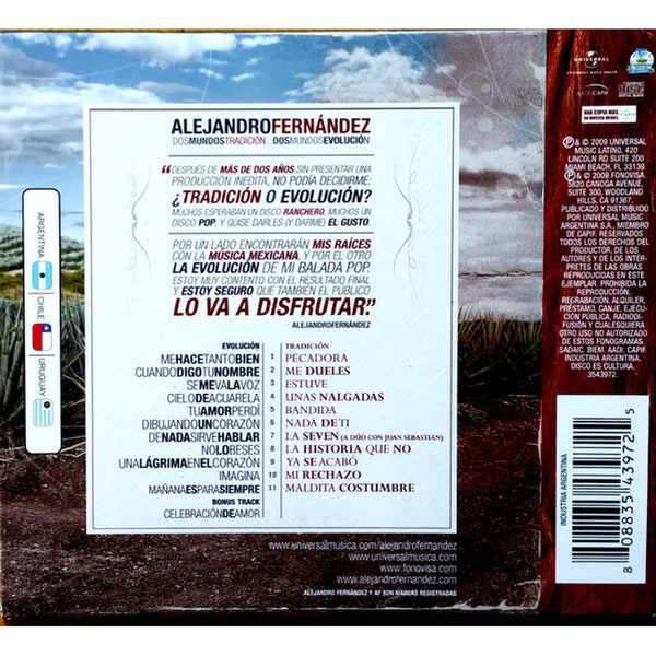 Dos Mundos (Evolución + Tradición) by Alejandro Fernández - CD Album Cover