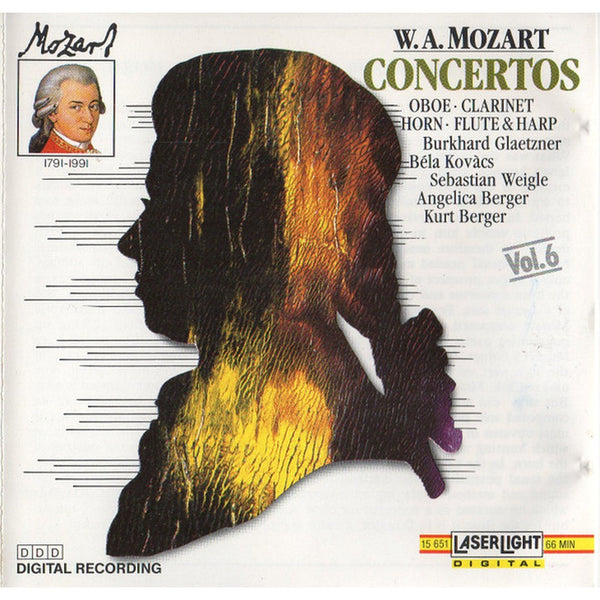 Concertos by Wolfgang Amadeus Mozart, Burkhard Glaetzner, Béla Kovács, Sebastian Weigle, Angelica Berger, Kurt Berger - CD Album Cover