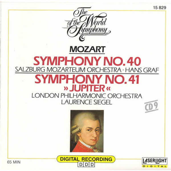 The World Of The Symphony Vol. 9: Symphonies 40 & 41 by Wolfgang Amadeus Mozart, Hans Graf, Das Mozarteum Orchester Salzburg, Laurence Siegel, London Philharmonic Orchestra (2) - CD Album Cover