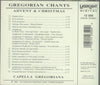 Advent Gregorian Chants by Capella Gregoriana - CD Back Cover