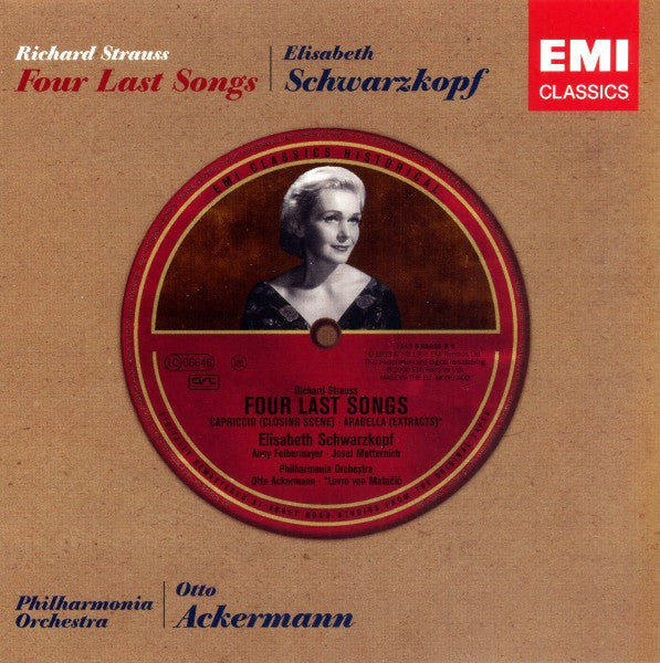 Four Last Songs by Richard Strauss, Elisabeth Schwarzkopf, Philharmonia Orchestra, Otto Ackermann - CD Album Cover