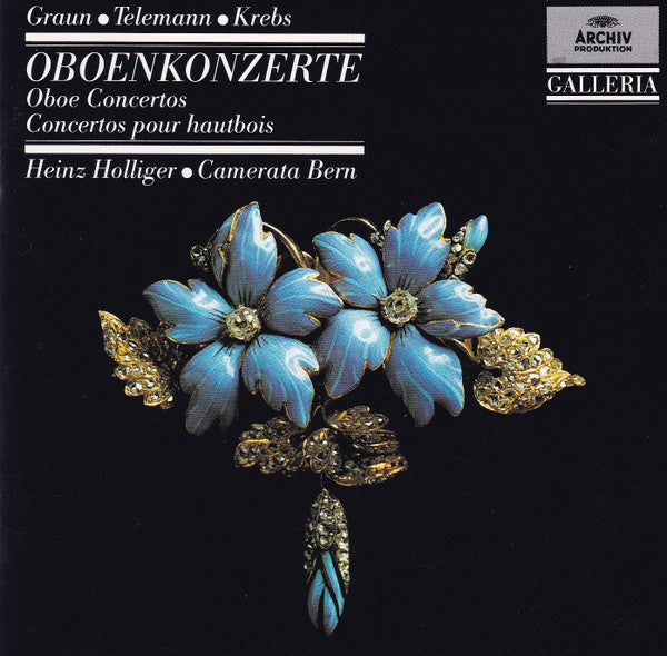 Oboe Concertos by Johann Gottlieb Graun, Johann Ludwig Krebs, Georg Philipp Telemann, Heinz Holliger, Camerata Bern - CD Album Cover