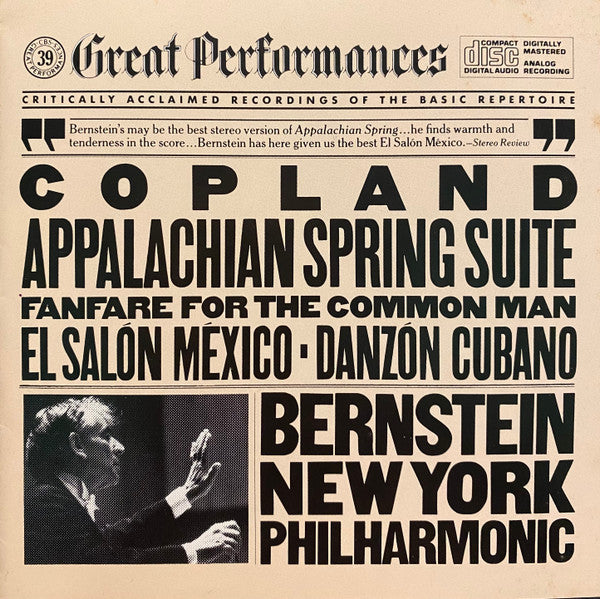 Appalachian Spring Suite / Fanfare For The Common Man / El Salón México / Danzón Cubano by Aaron Copland, Leonard Bernstein, New York Philharmonic - CD Album Cover