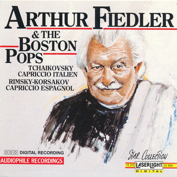 Capriccio Italien / Capriccio Espagnol by Arthur Fiedler, Boston Pops Orchestra, Pyotr Ilyich Tchaikovsky, Nikolai Rimsky-Korsakov - CD Album Cover
