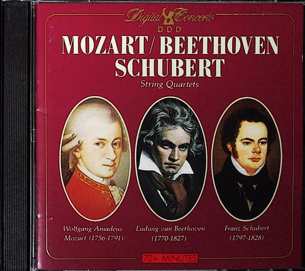String Quartets by Wolfgang Amadeus Mozart / Ludwig van Beethoven / Franz Schubert - CD Album Cover