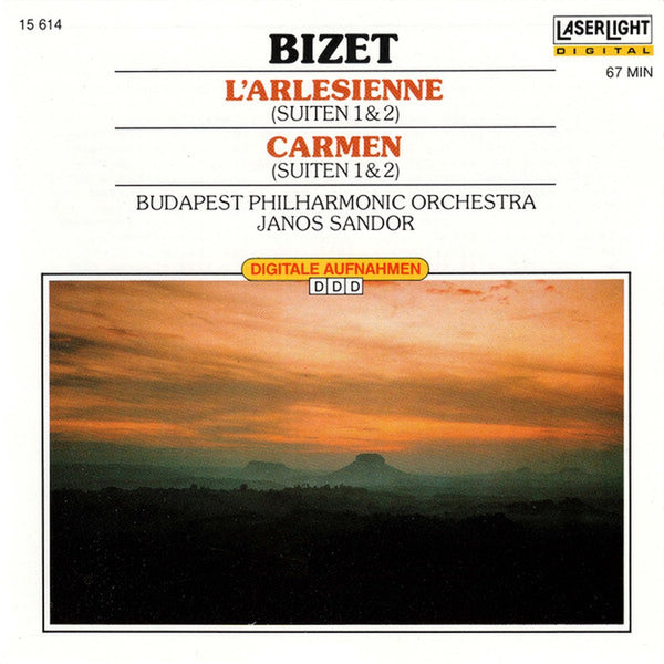 L'Arlesienne (Suiten 1 & 2) / Carmen (Suiten 1 & 2) by Georges Bizet, The Budapest Philharmonic Orchestra, Janos Sandor - CD Album Cover