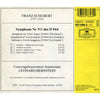 Symphonie No. 9 by Franz Schubert, Concertgebouworkest, Leonard Bernstein - CD Back Cover