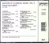 Masters of Classical Music Vol. 9 by Franz Schubert - CD Back Cover
