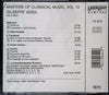 Masters Of Classical Music, Vol.10: Verdi by Giuseppe Verdi - CD Back Cover